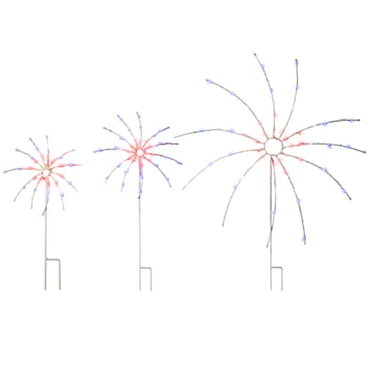 Patriotic LED Light Up Fireworks Lawn D&#xE9;cor, 3ct.